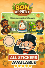 (BON APPETIT) MONOPLY STICKER GO✅⭐1/2/3/4/5/6⭐FAST RESPON &FAST DELIVERY ⚡