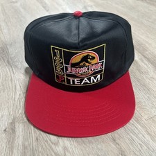 Vintage 1993 Jurassic Park Snapback Hat NEW McDonald's Movie Black Red Cap
