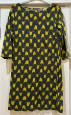 Marimekko Tunic Dress Modern Abstract Print Green Blue Cotton 3/4 Sleeve Sz M
