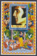 Timbres Elvis Presley / Disney - Feuillet de timbres de Congo - TBE