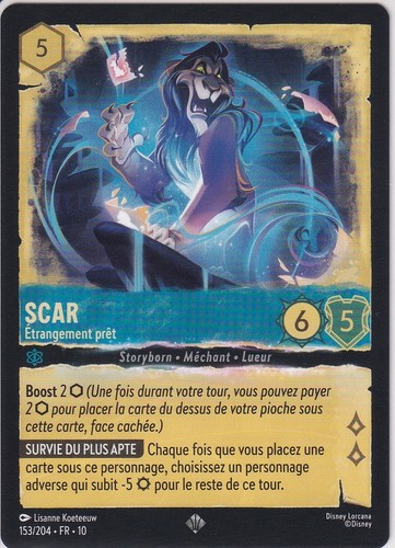Carte lorcana scar 153 204 - carte,