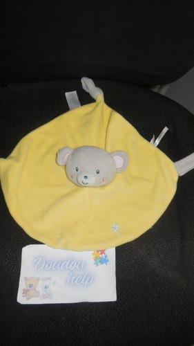 Doudou plat souris jaune - souris,
