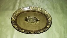 OLD BROWN SMOKE GLASS OVAL DISH TRAY TABLEWARE VINTAGE DECORATION