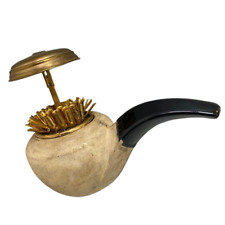 Vintage Pipe Shaped Cigarette Holder, Terracotta with Black Enamel Tip