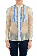 Viktor & Rolf "Chemise Blanche" Women's Silk Embroidered Blouse Top US S IT 40