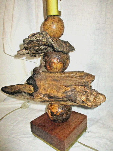 Grande lampe vintage bois - en,