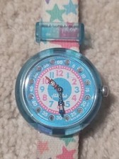 Montre Bracelet FLIK FLAK Fille Swiss Made Ton Rose Bleu Étoiles Fonctionnelle 