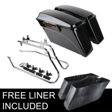 Painted Hard Saddlebags Chrome Bracket Fit For Harley Softail Deluxe 1984-2017