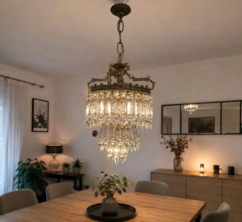 Lustre pampilles cristal - lustre,