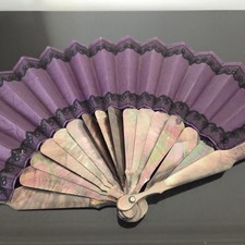 Eventail Ancien Nacre Tahiti Pour Pièces XIXè Belle Feuille Soie Et Dentelle