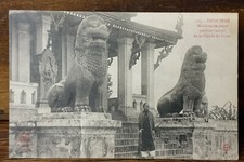 ANTIQUE POSTCARD PNOM PENH STONE MONSTERS PAGODA PNOM