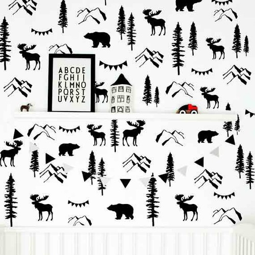 Woodland wall decals mountain - wall,