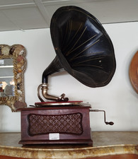 PHONOGRAPHE a PAVILLON A Restaurer + Boite Aiguilles Musique Ancien 19MAG 22/07