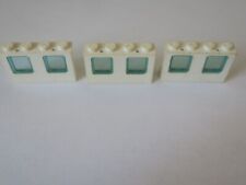 LEGO REF 4863 - WHITE WINDOW DOUBLE WITH GLASS X 3