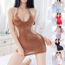 Robe transparente moulante confortable col montant creux boîte de nuit