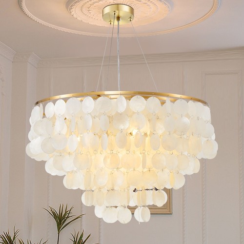 Gold capiz shell chandelier - gold,