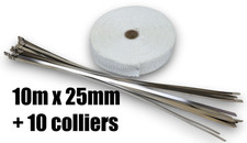 10M Bande Ruban Isolant Thermique Collecteur Echappement ! Blanc ! Largeur 2,5cm