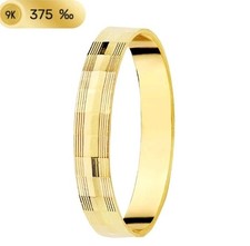 Alliance Or 9K 375 MLS. Rayée. Largeur 3 MM. Taille 8