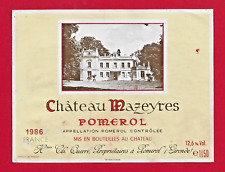 91 94 label BORDEAUX POMEROL Château Mazeyres 1986 heirs ch. Querre Pom.