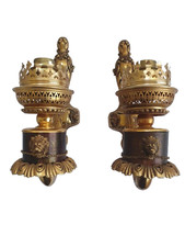 Pair of Antique Empire Style Bronze Wall Sconces
