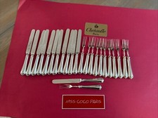 CHRISTOFLE SPATOURS SILVER METAL 24 DESSERT CUTLERY SET VERY NICE CONDITION;