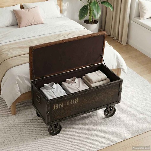 Banc rangement bois massif - banc,