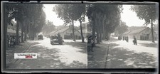 Camp du Ruchard, motorcycles, glass plate, old photo, negative B&W 6x13 cm