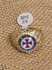 Bague Chevaliere Fantaisie Dorée Taille Doigt 62 Templiers Croisés Templar