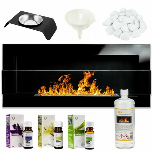 Cheminée bio éthanol noir - cheminée,