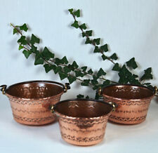 XXe Ensemble 3 Chaudron Cuivre & Fer Forgé signé Jean GOARDÈRE Dinanderie FRANCE