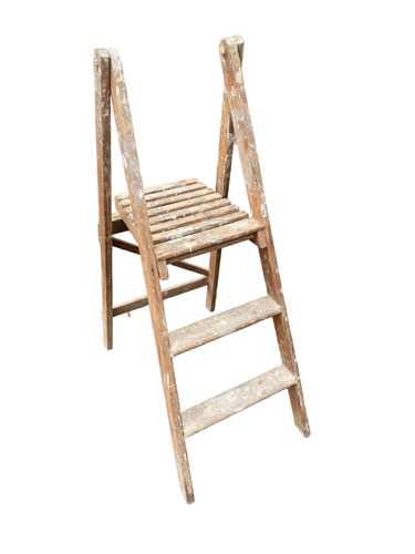 Ancien escabeau peintre bois - ancien,