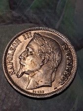 Pièce Monnaie 1 Franc napoléon III tete laurée empereur  1866 A Etat Sup Argt