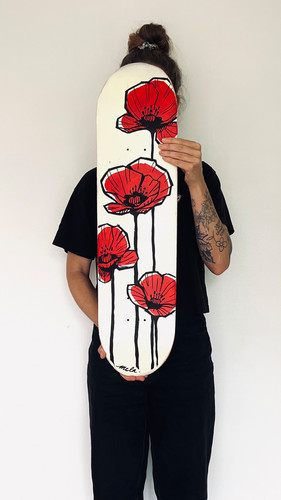 Planche skate recyclée peinte - recyclée,