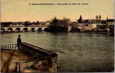 *74363 postcard 86 Châtellerault - view taken from the cement bridge "canvas map"