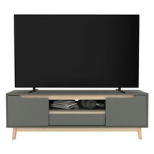 Armoire TV vert-naturel 4 compartiments 120x40x46 cm buffet table bas de salon