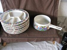 Villeroy & Boch 6-Course Fondue Set + Ceramic Pot circa 1970