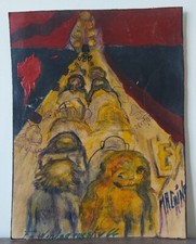 Peinture sur carton signée 