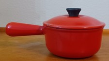 Vintage Le Creuset Caquelon #14 Red Lid Fondu Pot Sauce Pan Made In France