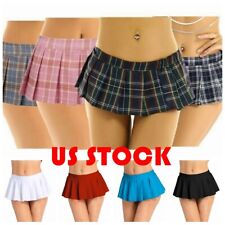 Women Schoolgirl Skirts Costume Lingerie Pleated Mini Micro Plaid Skirt Clubwear
