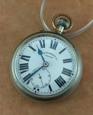 Antique B.M. ROSKOPF Co. Railroad 57mm Silver Plated Open Face Pocket Watch