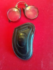 Anciennes lunettes bésicles-pince nez-lorgnon,fin XIXème,avec étui PARIS OPTIQUE