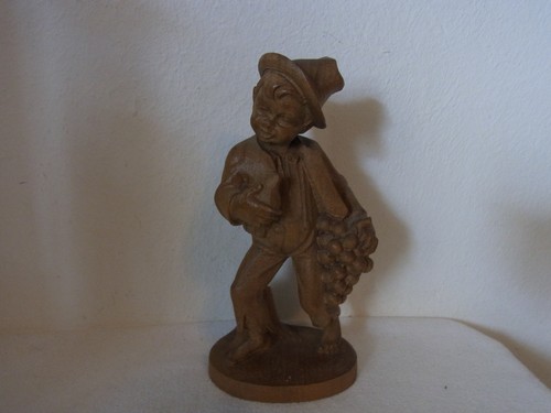 Vintage wood boy with fruits - wood,