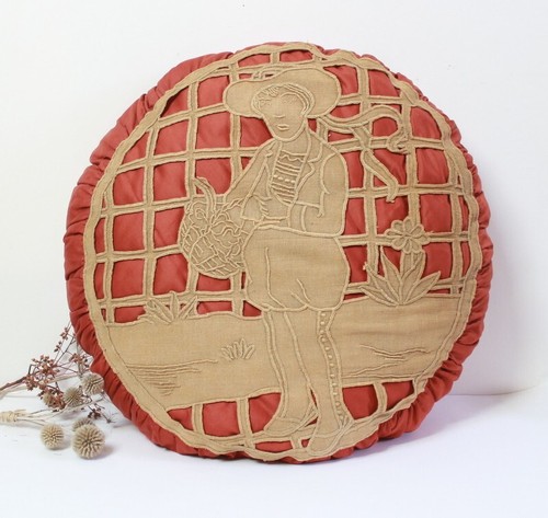 Grand coussin rond ancien - coussin,