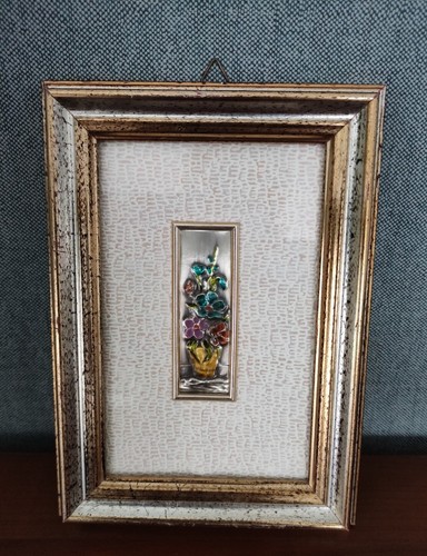 Tableau cadre étain bouquet - tableau/cadre,