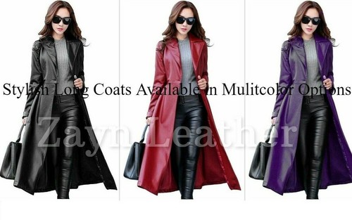 Manteau long élégant - en, cuir