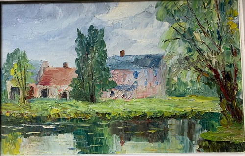 Ancienne peinture moulin - ancienne, de
