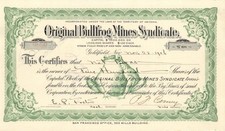 Original Bullfrog Mines Syndicate - 1906 dated Arizona and Nevada Mining Stock C