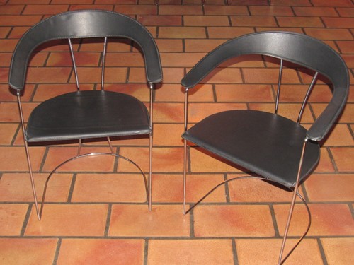 Paire anciennes chaises design - paire,