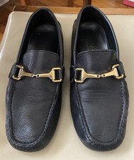 VERSACE Black Soft Leather Driver Moccasin Loafer Mens Shoes 40