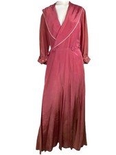 XL As found vintage 40s coral Saybury lounge robe boudoir Hollywood Wrap Sweep